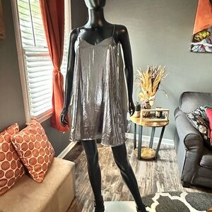 Stradivarius Silver Spaghetti Strap Sundress